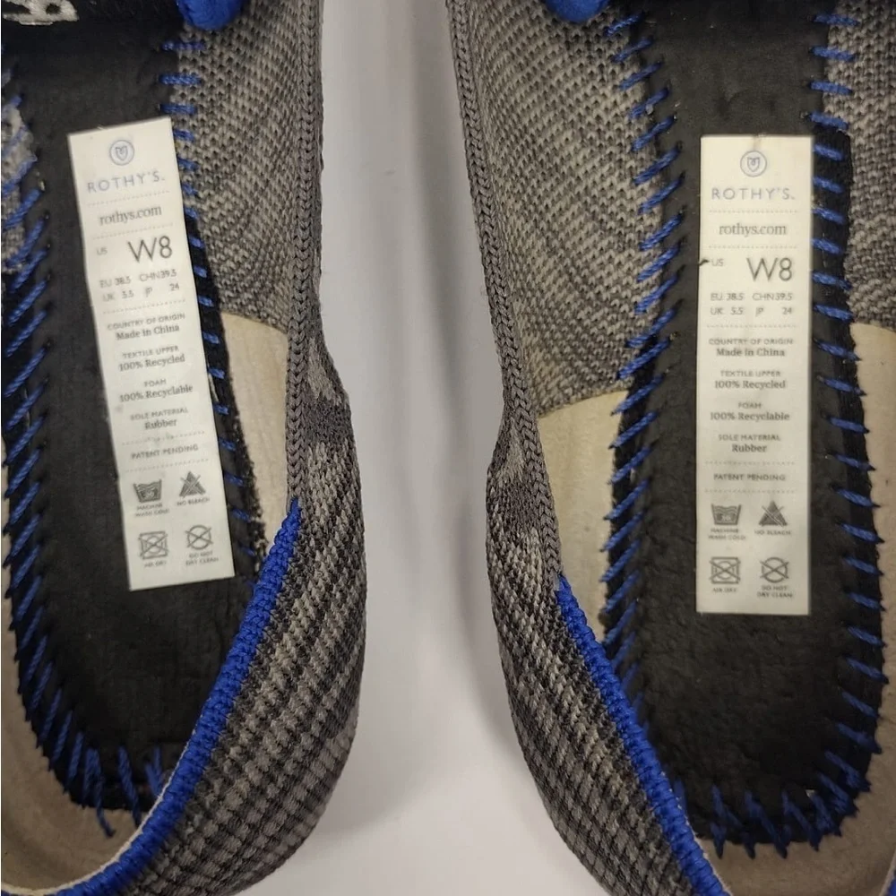Rotys Stylish Gray and Blue Women's Shoes size 8w pre owned Exellent condition